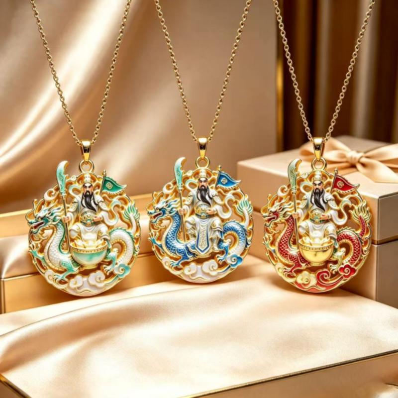 Nine Tailed Fox Enamel Pendant Necklace Unique Chinese Mythology Design 1PC Anti-rust Jewelry for Women Daily Collocation