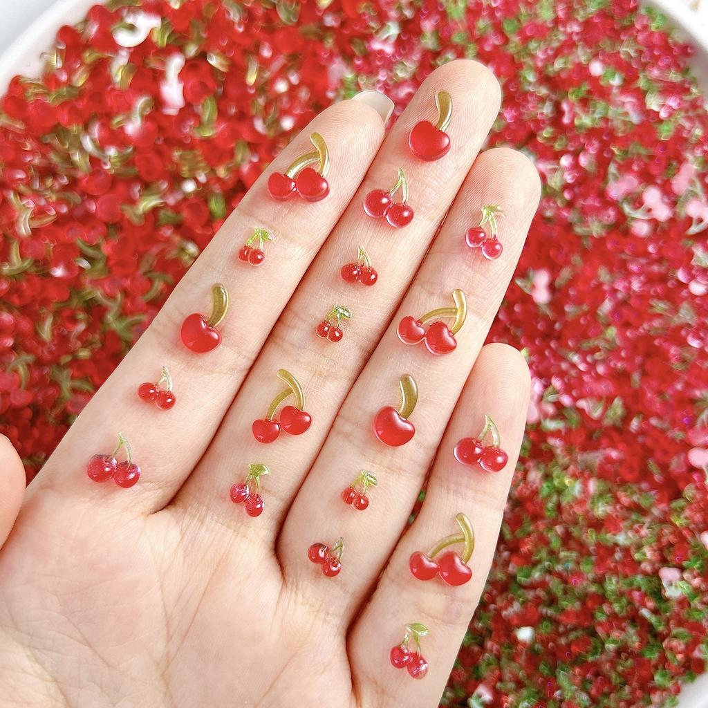 Cartone Animato Unghie Artistiche Fai da Te Ciliegie Resina Accessori Frutta Mollette Capelli Orecchini Accessori Unghie Artistiche Ingrosso