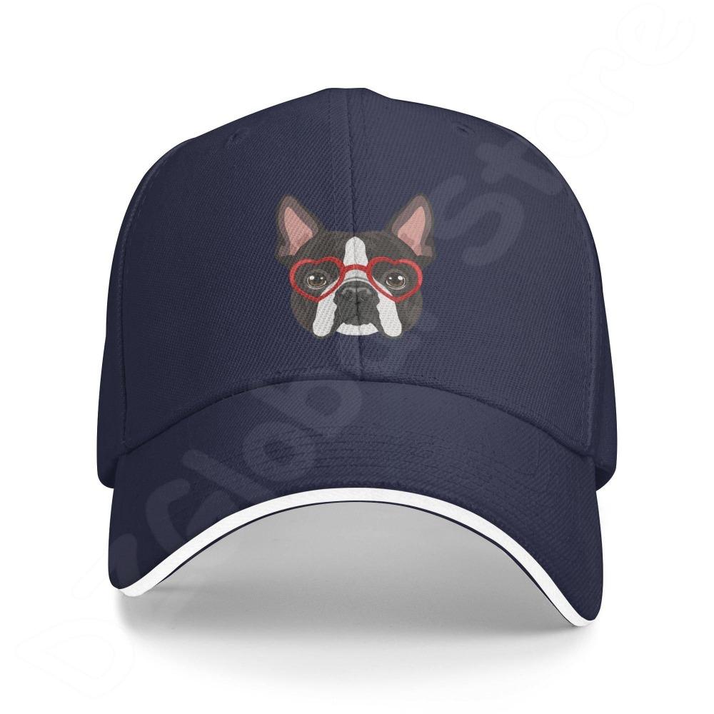 Denim-Kappe, Boston Terrier-Hund, Baseball-Dad-Cap, klassisch gewaschen, 100 % Baumwolle, verstellbar, lässig, Sport, für Unisex, Damen, Mütze