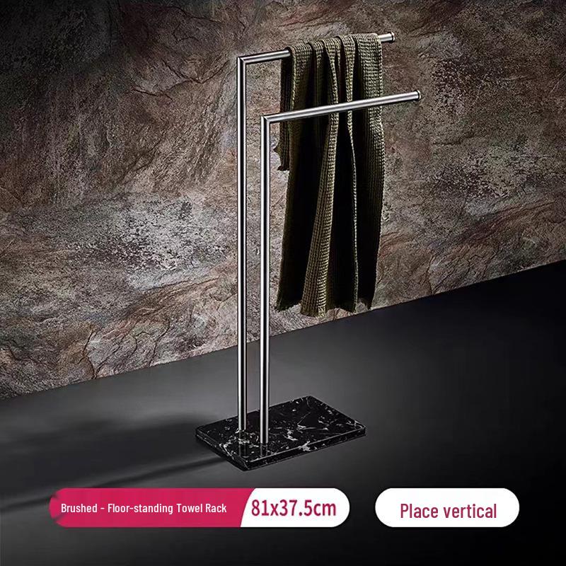Marble Bathroom Towel Rack: No-Punch Floor-Standing Stainless Steel Organizer