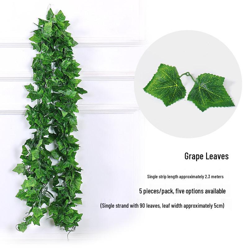Artificial Green Grape Leaf Vine for Indoor Decor