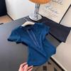 Pure desire Spice Girl short front shoulder T-shirt women's summer design sense niche slim and thin hollow straps short-sleeved top