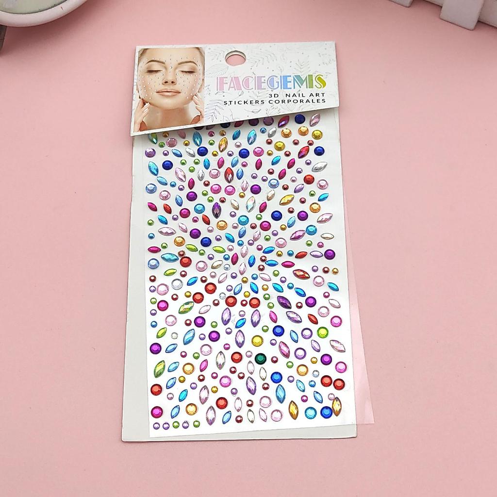 DIY Acrylic Rhinestone Face Stickers - 15 Color Set for Makeup & Stage Use