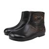 Johnature Genuine Leather Retro Flat Short Boots Side Zipper Soft Cowhide Versatile Women's Shoes