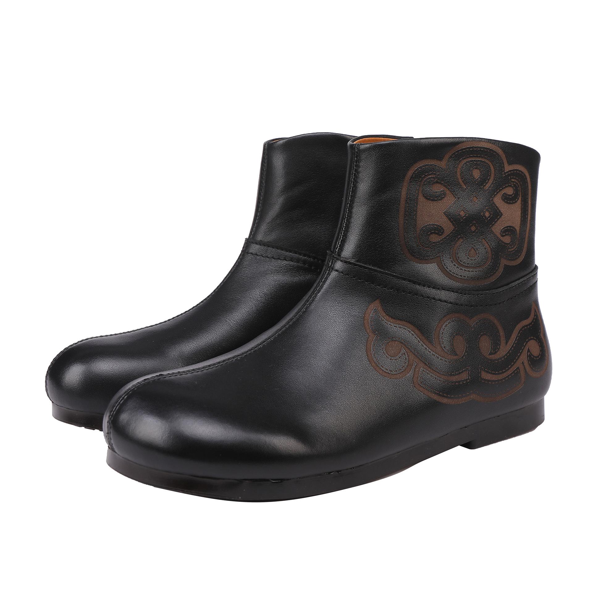 

Johnature Genuine Leather Retro Flat Short Boots Side Zipper Soft Cowhide Versatile Women s Shoes 35