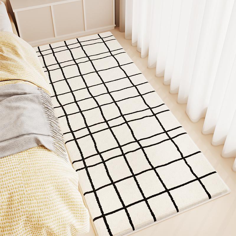 Nordic Style Rugs for Bedroom Plaid Pattern Living Room Decoration Carpet Thicken Plush Bedside Rug Fluffy Soft Lounge Floor Mat