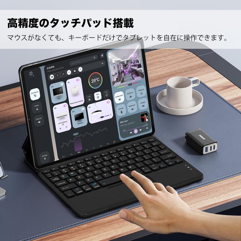 Tavoni Wireless Bluetooth Compatible with iPad with Japanese Instruction Manual Keyboard, Bluetooth, Rechargeable, Keyboard, Touchpad,