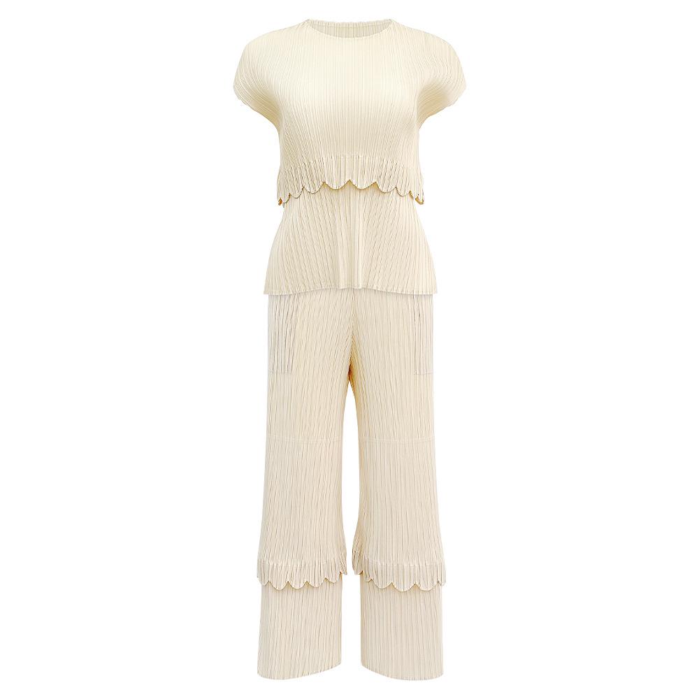

Women s 2026 Double-Layer Lace Casual Suit: Solid Color, Loose, Slimming, Gentle Style, Comfortable, Versatile Two-Piece One Size абрикосовый