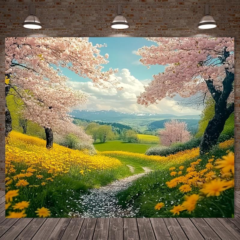 One 2D flat banner vibrant spring park design perfect for party backdrop decoration no power required. Wsj