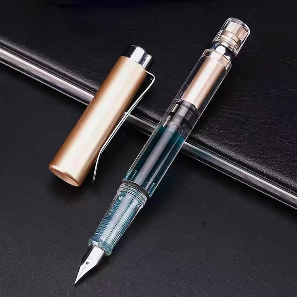 High Quality Transparent Color Piston Ink Blowing Large Capacity Ink Storage Pen Rotary Ink Blowing Piston Pen School Supplies