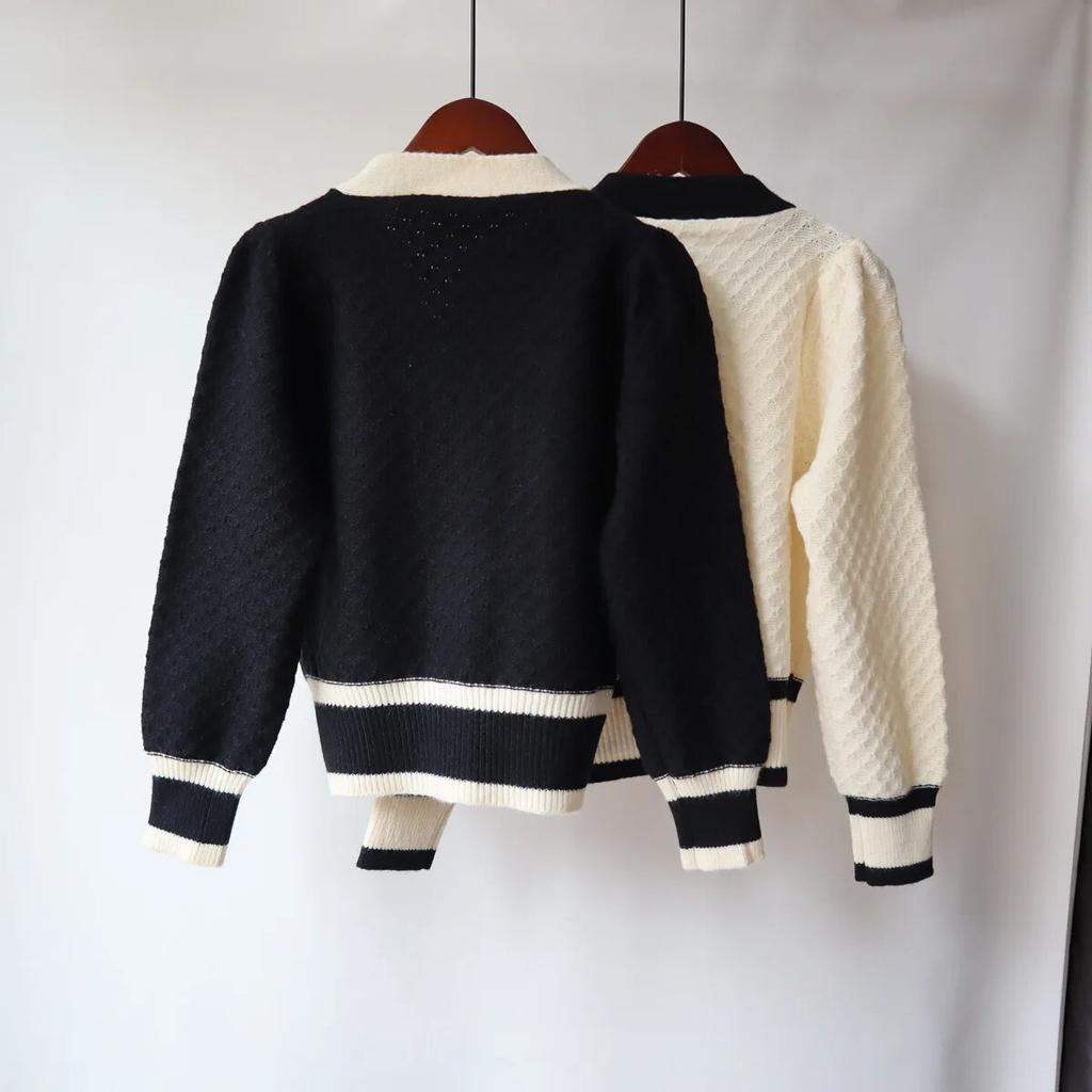 Cardigan Sweater Long-sleeved Knitted New Spring and Autumn Women's Korean Style Jacket with Coat Small