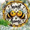 Vintage Tin Sign HALO Bee Wall Art 8x8 Inch Retro Farmhouse Kitchen Metal Decor