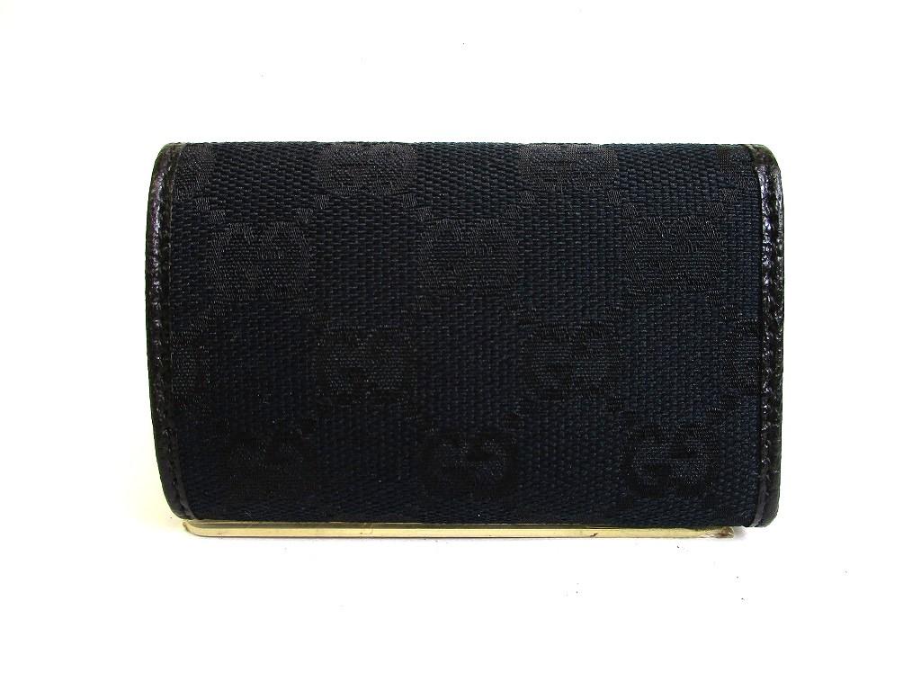 Authentic GUCCI GG Black Canvas and Leather 6 Pics Key Chain #b291 Seller Refurbished