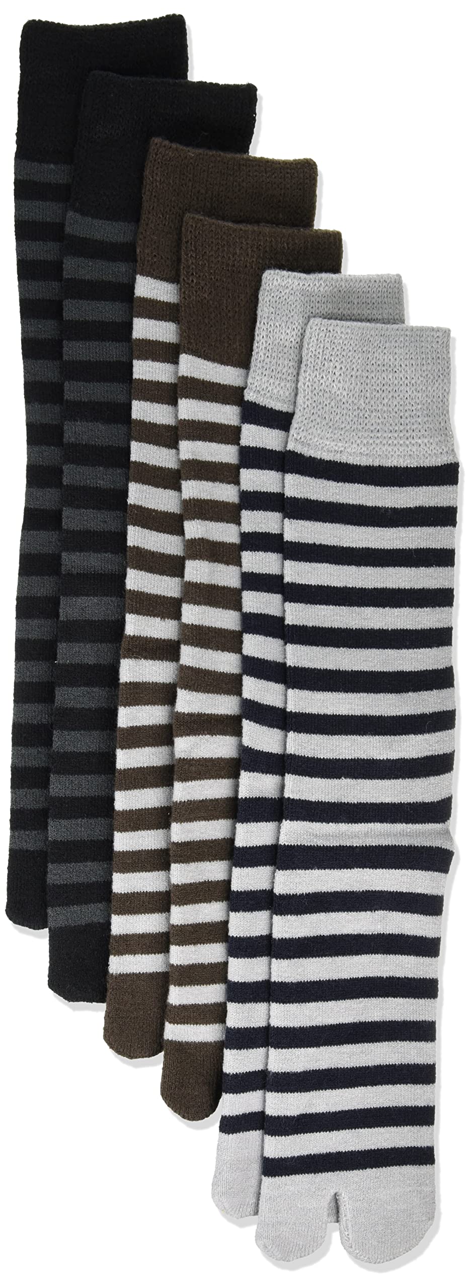 

U Tabi Crew Sizes [Wet Monogatari] Men s Socks, Pile, Border, 24-26cm