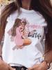 Women T Shirt Cartoon Mom Daughter Son Print Lady Tshirts Short Sleeve Tops Womens Kawaii Graphic Female Tshirt Clothe