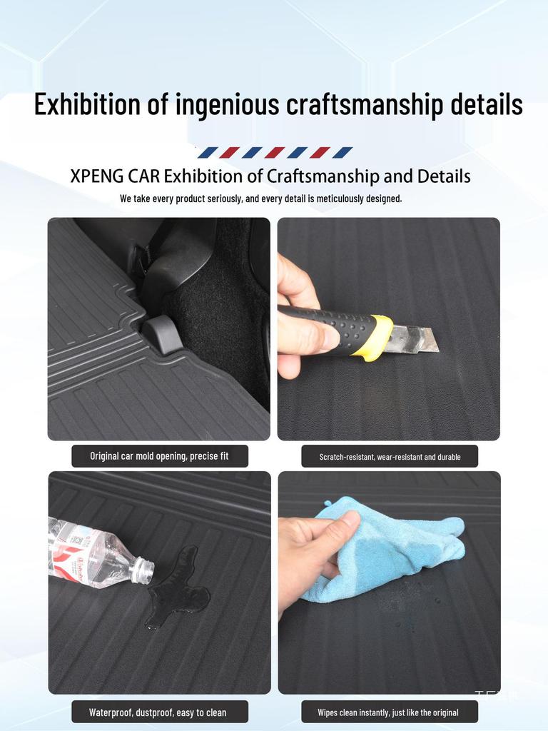 XPeng X9 TPE Trunk Mat: Eco-friendly, Waterproof & Wear-resistant Car Interior Accessory.