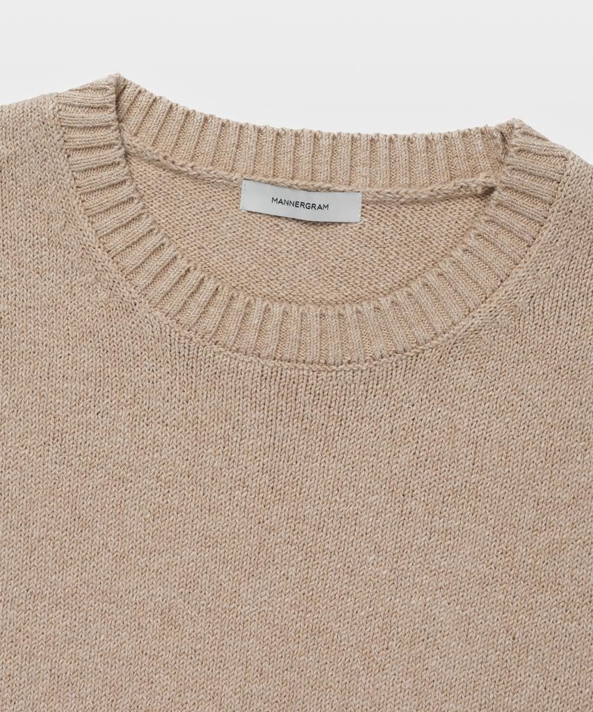 MANNERGRAM Upw Washable Cotton Round Short Sleeve Knit Light Beige