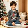 Children's Fashion - Quarter Zip-up Thick Needle Christmas Print Top