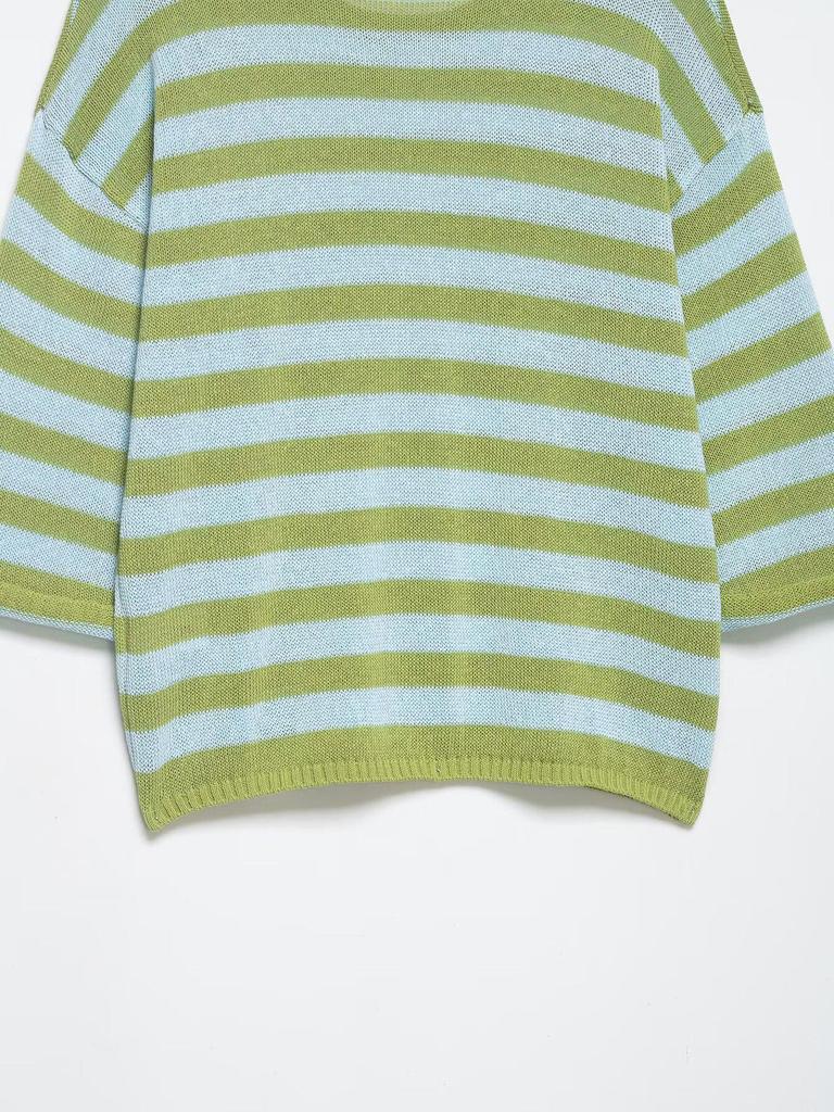 Spring 2026 Women's Striped Knit Top - European & American Style