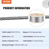 316 Stainless Steel Wire Rope 500ft Length, Steel Wire Cable 3/16 Inch, Steel Cable Railing Decking With 1x19 Strands Construction, 4700lbs Breaking