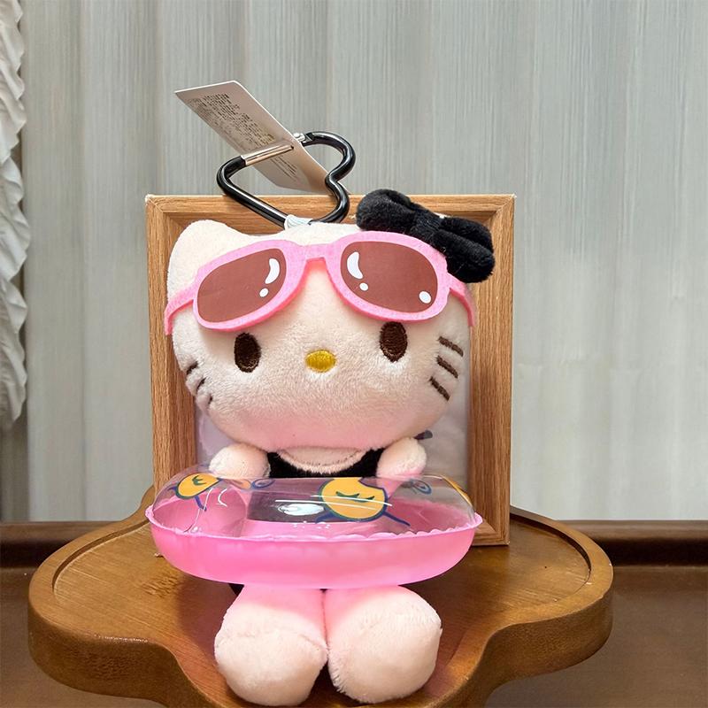 Summer Swimming Circle Cute Hellokitty Stuffed Doll Keychain Pendant Backpack Hangings Decoration