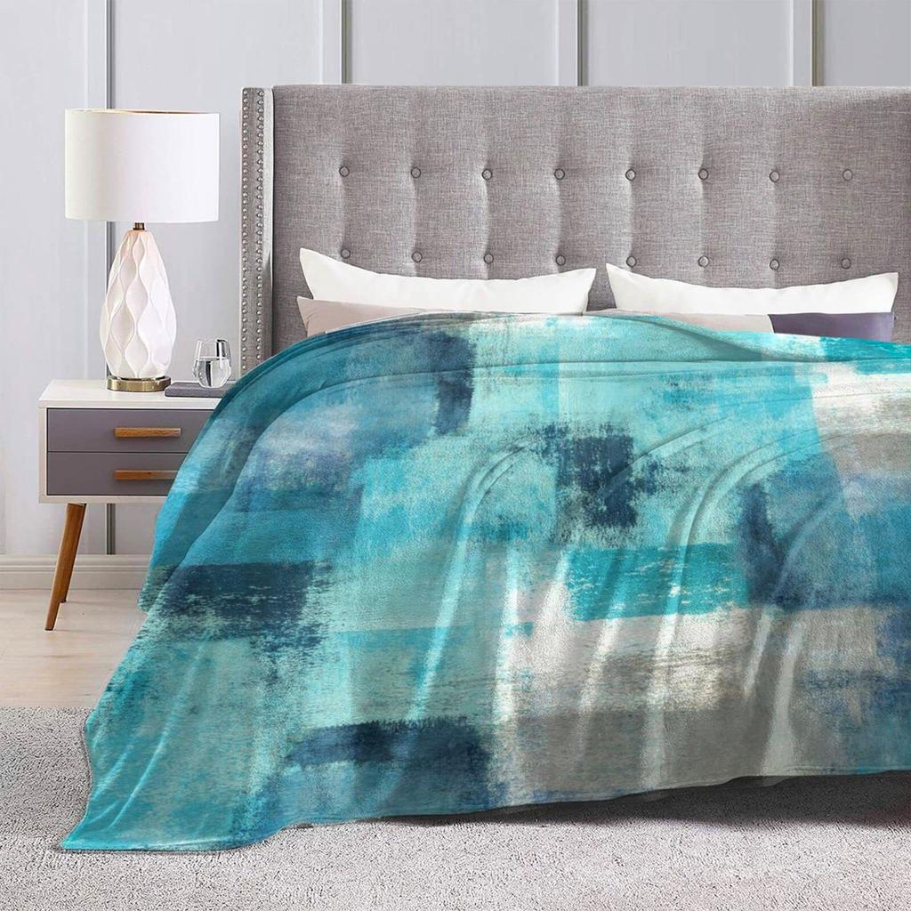 Abstract Graffiti Turquoise Print Flannel Blanket Sofa Office Blanket Gift Blanket Nap Blanket