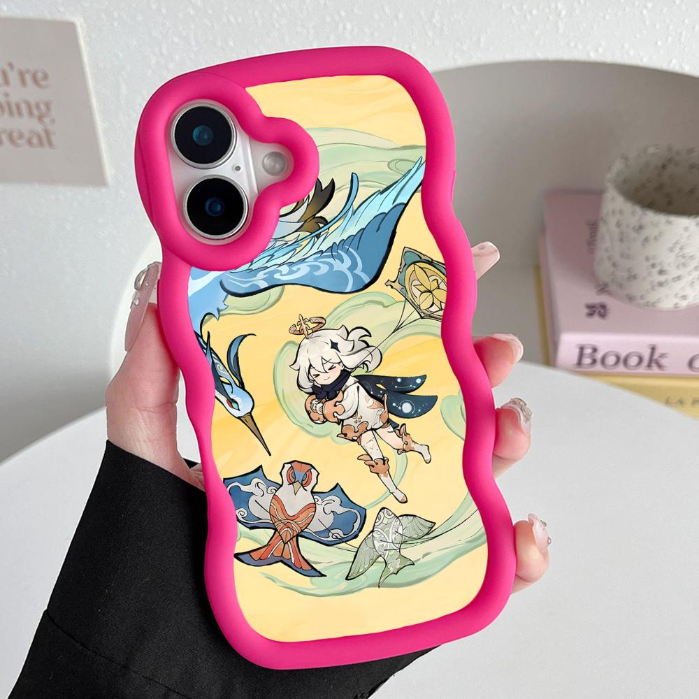 

Game GI Paimon Wavy Edge TPU Mobile Phone Case for iPhone 17 16 15 14 13 12 11 Air Pro Max Plus Colorful Cover iPhone 12