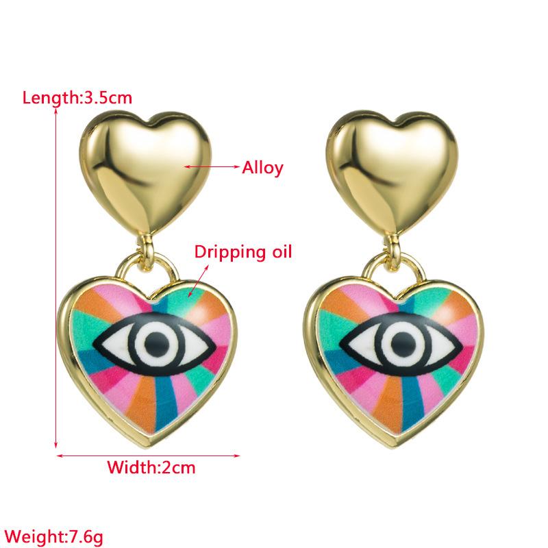 Cercei de dragoste geometrici creativi pentru femei, din aliaj, galvanizati, colorati, cu picături de ulei, cercei mici, versatili