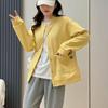 Women's Plus Size Korean Style Fleece-Lined Sweatshirt Long Sleeve Cardigan Jacket Loose Slimming Versatile Casual Baseball Jacket for Autumn