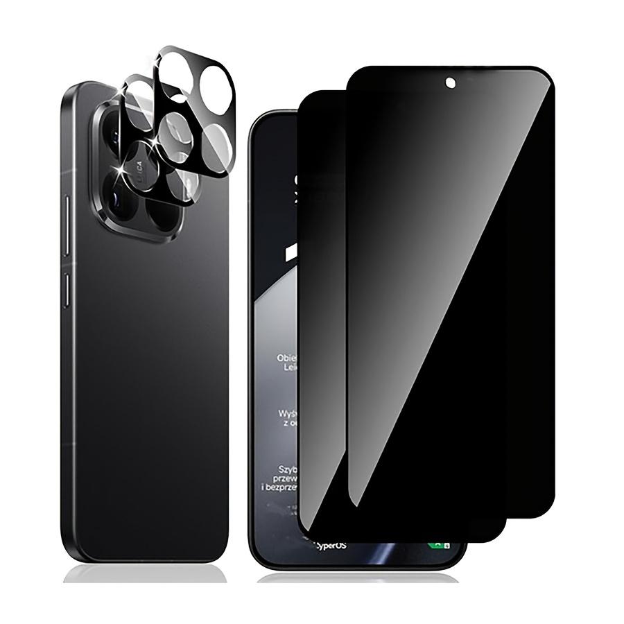 

4 шт. [2+2] Защитное стекло для экрана с защитой от шпионажа для Xiaomi 15T/ Xiaomi 15T Pro, Защитная пленка для экрана от подглядывания + Стеклянная пленка для объектива камеры Xiaomi 15T Pro