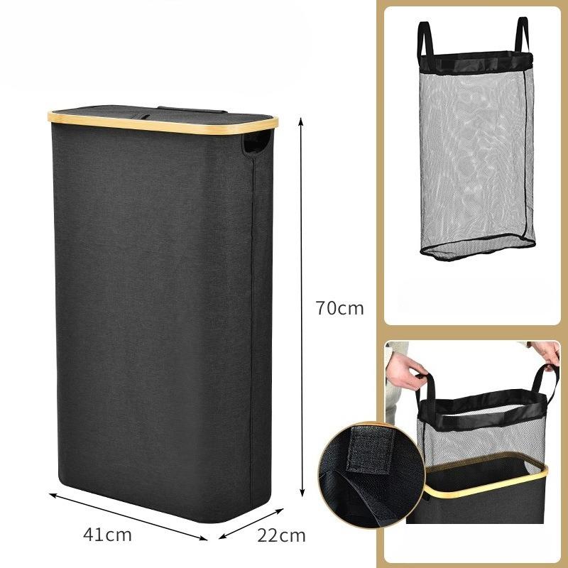 Folding Dirty Laundry Basket Bathroom Laundry Baskets Multifunction Organizer Hamper Large Capacity Storage Hampers with Handle чёрный 6570₽