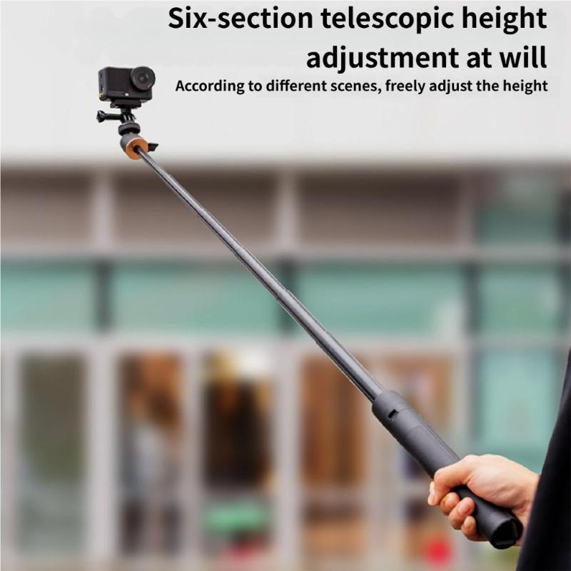 Aluminum Alloy Extendable Tripod Selfie Stick Lightweight for Action 6 Camera Photography Vlog and Travel Adventure