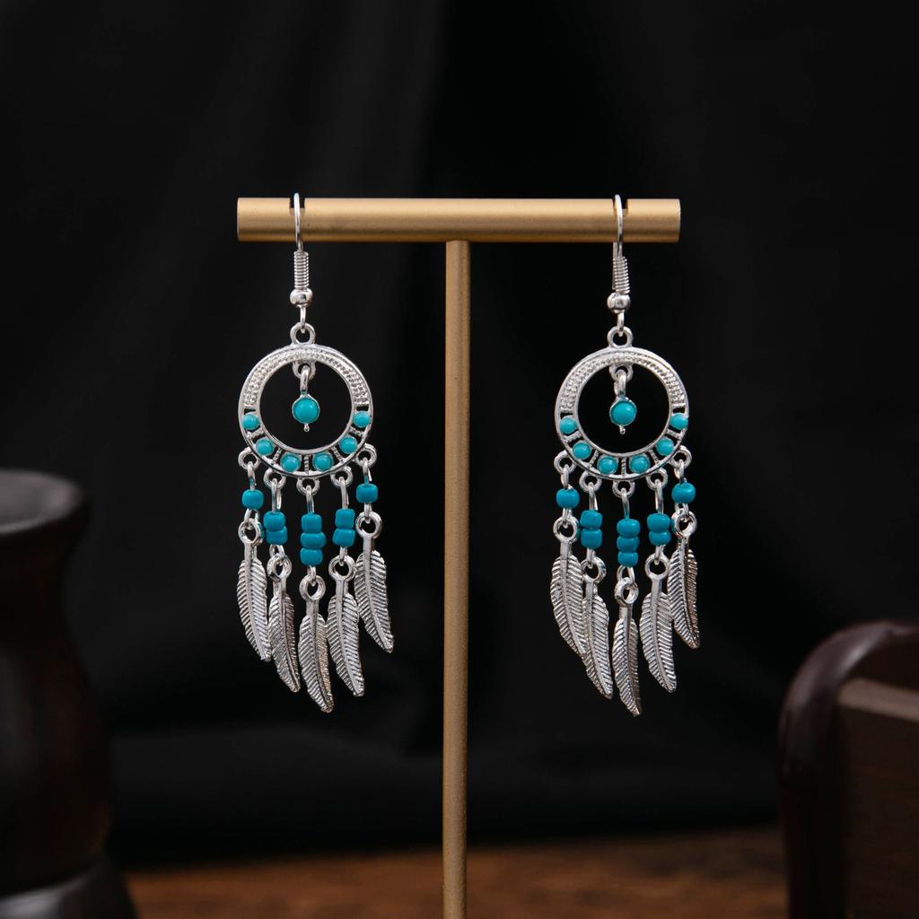 Europe, America, Bohemian Ethnic Style Stud Earrings, Long Fringed Metal Earrings, Fashion, Exotic Style Earrings Wholesale