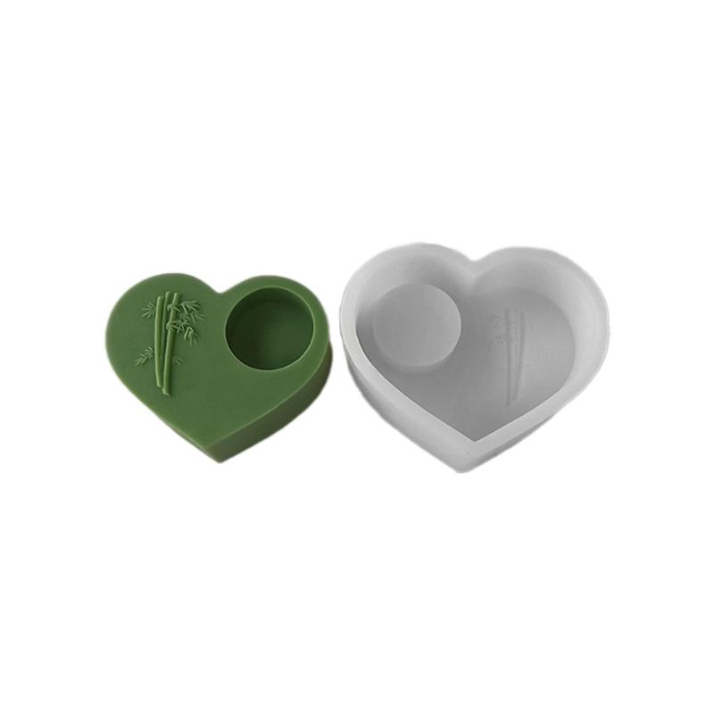 Epoxy Candlestick Silicone Mold Candle Base Mould Heart Shaped Candle Holder Molds Ornaments Home Decorations Mould