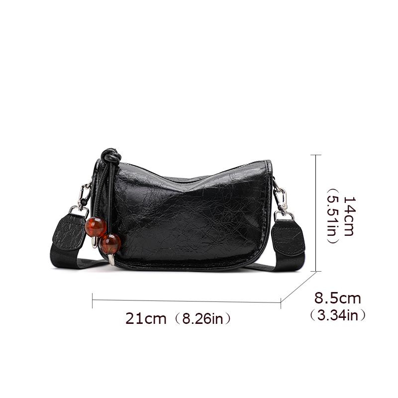Aidrani New Women's Underarm Bag, Made of Cowhide Material with Pleated Design, Can Be Worn On One Shoulder or Crossbody