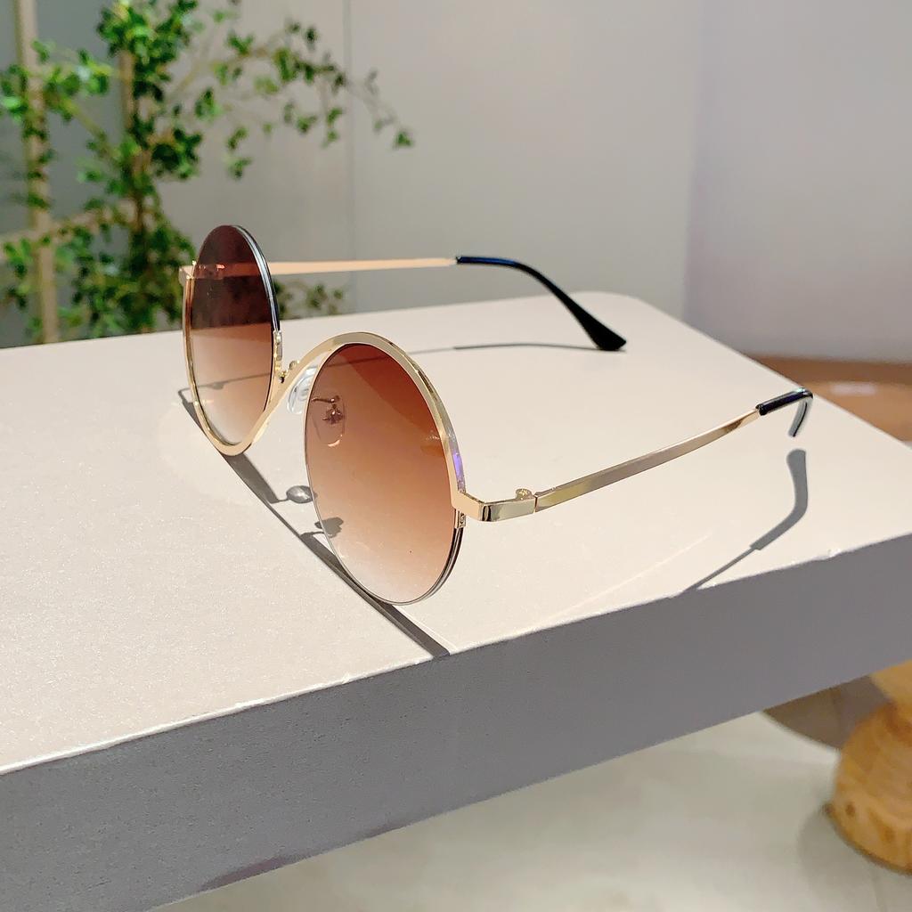Oversized Round Sunglasses  New In Women Stylish Vintage Semi-rimless Outdoor Shades Trendy Brand Design Sun Glasses
