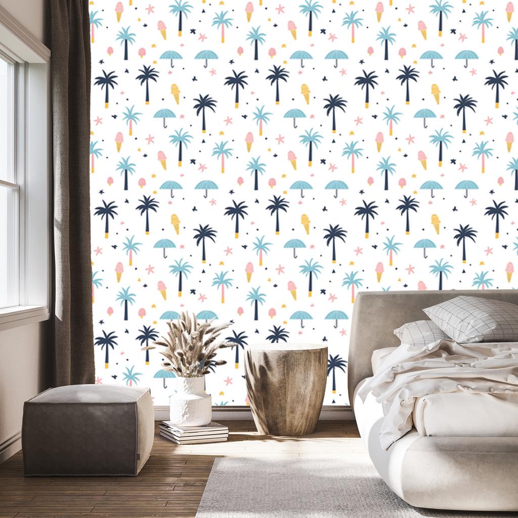 Summer wallpaper white, light gray and celadon for living room and bedroom 50x1000