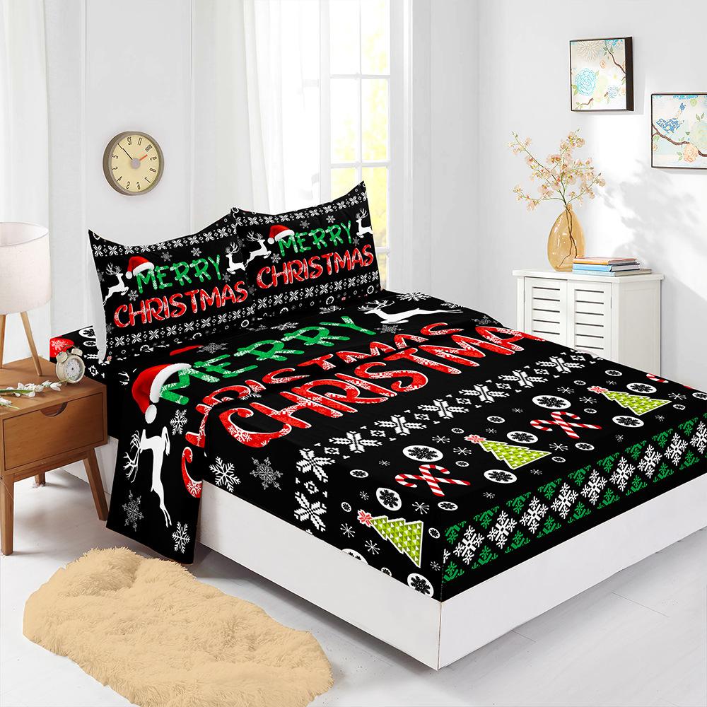 

Hot-Selling Red Christmas Mattress Four-Piece Children S Bedding Printed Mattress Protective Cover (90cm * 190cm * 40cm) Pillowcase * 1