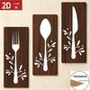 3pcs Spoon Kitchen Tools Wall Plaques Fork Wall Sticker Hangings  Dining Room