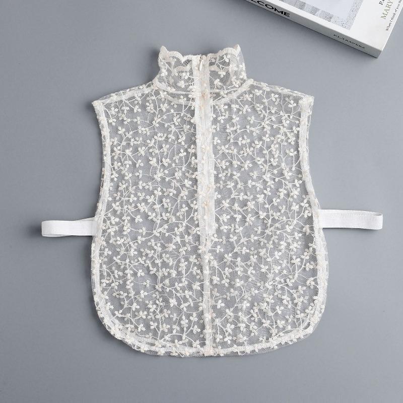 New Mesh Lace Stand Fake Collar for Women Summer Dress Casual High Collar Sexy Solid Detachable False Collar