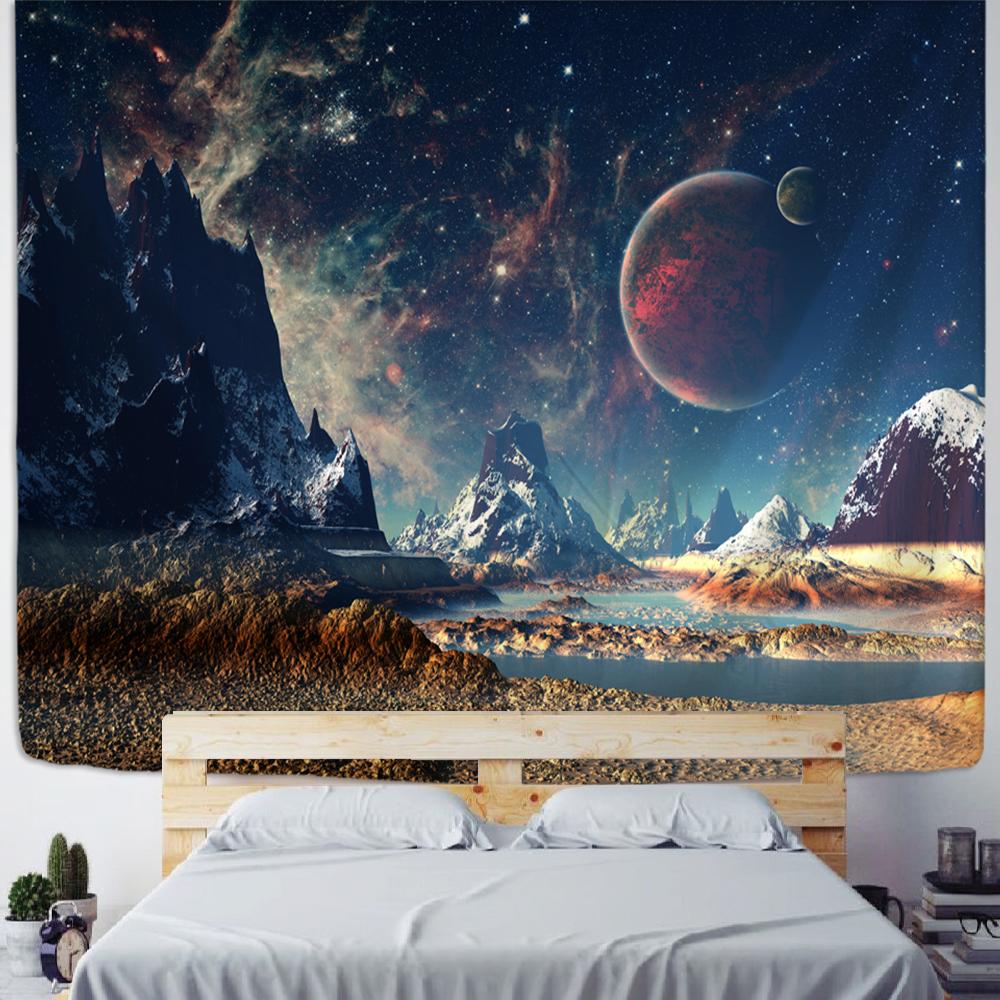 Planet Tapestry Wall Hanging Psychedelic Science Fiction Witchcraft Bohemian Style Hippie Carpet Room Decor