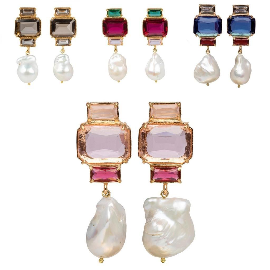 Geometric Alloy Unique Earrings With Eyecatching Rhinestones And Beautiful Pearl Tassels