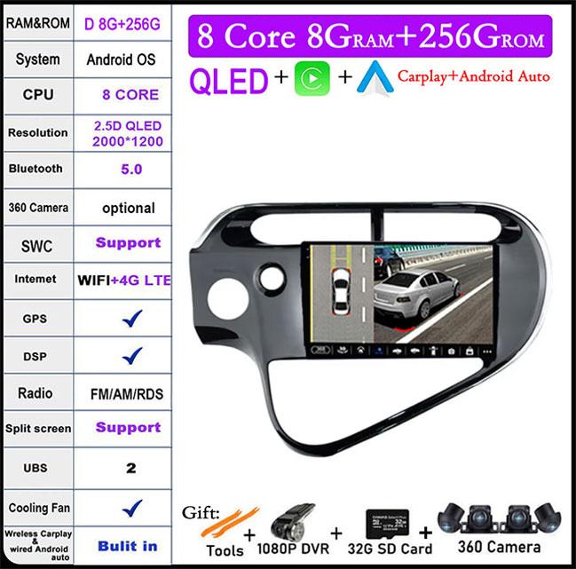For Toyota AQUA Prius C 2018 - 2020 Android 14 DSP Car Radio Multimedia Video Player Stereo GPS Carplay Auto 4G LTE