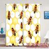 Set Of 2 Minimalist Flat Printing Curtains Without Rod Beehivepattern Popular Polyester Easy Install Curtain