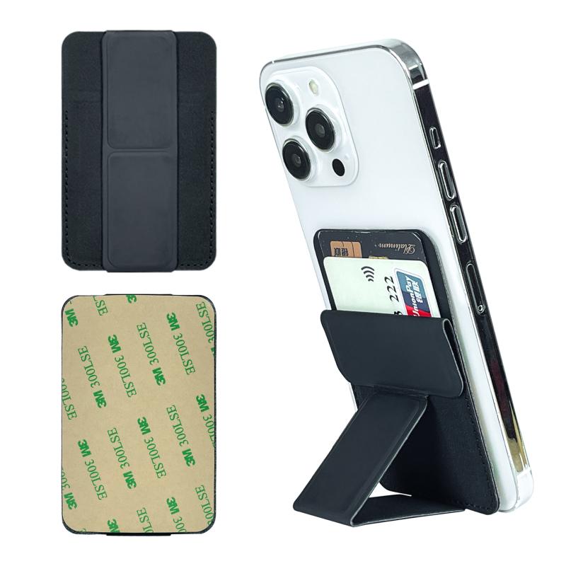 2 In 1 Phone Wallet Stick On Credit Adhesive Card Holder For Back Of Phone Case Pocket Card Slot Folding Kickstand Stand