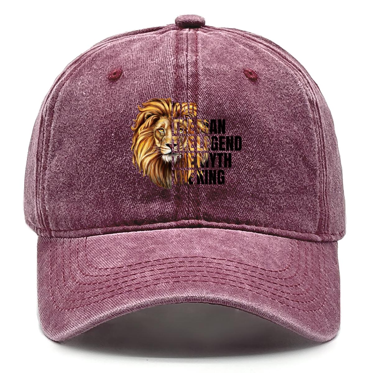 DAD Man Lion Print Adjustable Baseball Cap Cotton Dad Hat Washed Retro Solid Color Snapback Baseball Hat One Size Fits All вино красного
