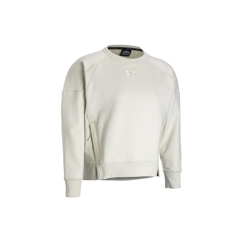 Under Armour Elevated Solid Color Crew Neck Pullover Training Sweatshirt Women sweatshirt Dusty-Pink Gray 1388056-273