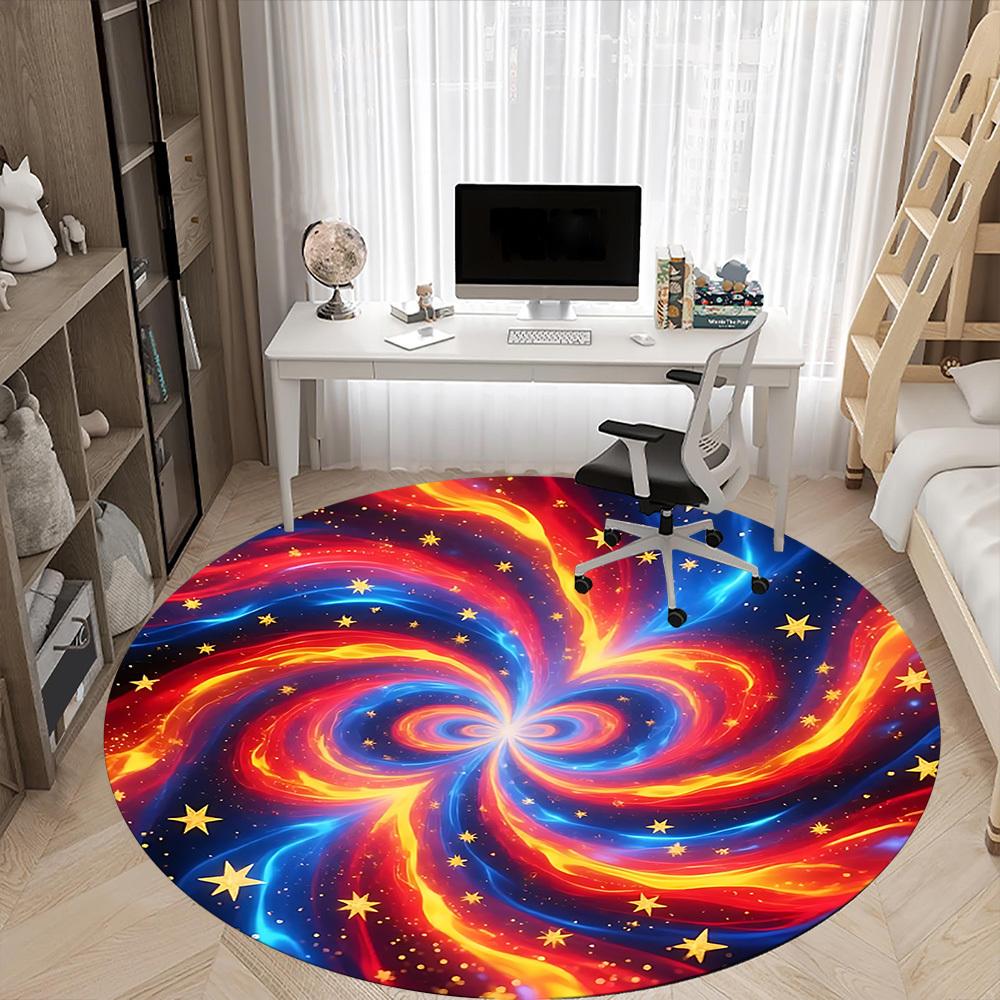 1pc Cosmic Swirl Office Round Rug, Carpet for Office, Gaming, Lightweight Round Floor Mat Yy260208021