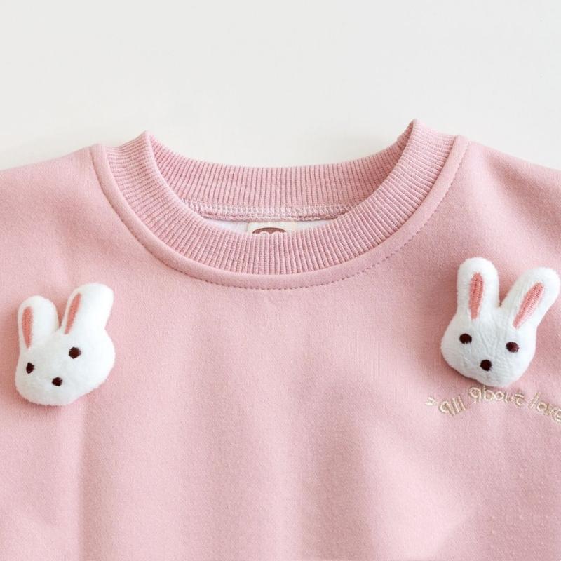 Ropa Infantil Estilo Coreano Sudadera para Niña Invierno Nueva Moda Niños Dibujos Animados Sudadera de Conejo 3D Primavera Otoño Top Informal Uso Diario
