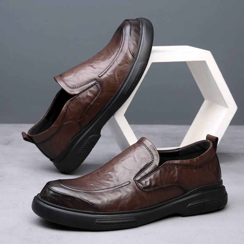Mens Penny Loafers Leather Shoes Genuine Leather Elegant Wedding Party Casual Dress Shoes Brown Black Shoes for Men